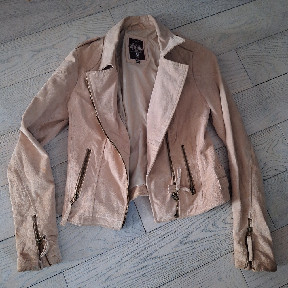 Pink suede leather jacket